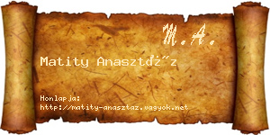 Matity Anasztáz névjegykártya